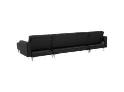 Canapé Panoramique Convertible En Cuir PU Noir 5 Places Avec Pouf ABERDEEN -Accueil-Canapé canape 17452267