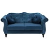 Canapé Chesterfield 2 Places En Velours Bleu SKIEN 1 Canapé Chesterfield 2 Places En Velours Bleu SKIEN -Accueil-Canapé canape 17473495
