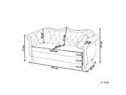 Canapé Chesterfield 2 Places En Velours Bleu SKIEN -Accueil-Canapé canape 17473499