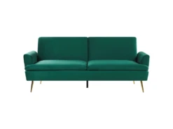 Canapé Convertible 3 Places En Velours Vert Foncé VETTRE