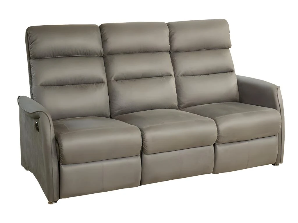 Canapé De Relaxation électrique 3 Places Gris - SOFTY 4 Canapé De Relaxation électrique 3 Places Gris - SOFTY – Image 2