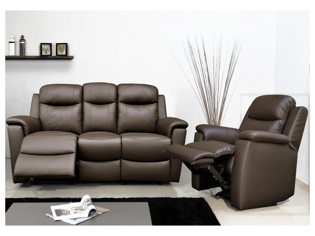 Canapé 2 Places Relax EVASION En Cuir - Gris Clair 16 Canapé 2 Places Relax EVASION En Cuir - Gris Clair – Image 14