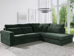 Grand Canapé D'angle Droit En Velours Côtelé Vert MONDOVI -Accueil-Canapé canape 17805897