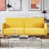 Canapé Convertible 3 Places En Velours Jaune SENJA 2 Canapé Convertible 3 Places En Velours Jaune SENJA -Accueil-Canapé canape 17868375