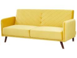 Canapé Convertible 3 Places En Velours Jaune SENJA 17 Canapé Convertible 3 Places En Velours Jaune SENJA -Accueil-Canapé canape 17868385