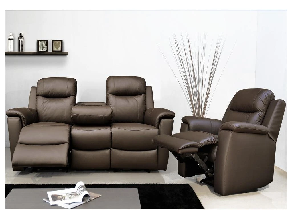 Canapé 2 Places Relax EVASION En Cuir - Gris Clair 14 Canapé 2 Places Relax EVASION En Cuir - Gris Clair – Image 12