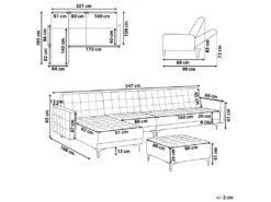 Canapé Angle Droit Convertible En Velours Bleu Paon 5 Places Avec Pouf ABERDEEN -Accueil-Canapé canape 17985961