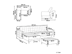 Canapé Angle Droit Convertible En Velours Bleu Paon 4 Places Avec Pouf ABERDEEN -Accueil-Canapé canape 17985995