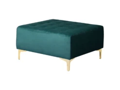 Canapé Angle Droit Convertible En Velours Bleu Paon 4 Places Avec Pouf ABERDEEN -Accueil-Canapé canape 17986003