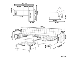 Canapé Angle Gauche Convertible En Velours Bleu Paon 5 Places Avec Pouf ABERDEEN -Accueil-Canapé canape 17986043
