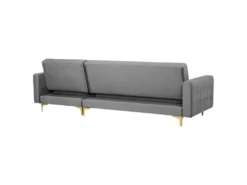 Canapé Angle Gauche Convertible En Velours Gris 4 Places Avec Pouf ABERDEEN -Accueil-Canapé canape 18236957