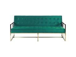 Canapé Convertible 3 Places En Velours Vert émeraude MARSTAL