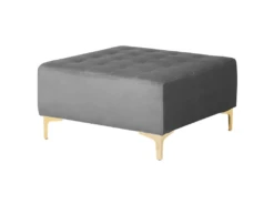 Canapé Panoramique Convertible En Velours Gris 6 Places Avec Pouf ABERDEEN -Accueil-Canapé canape 18280425