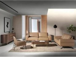 Canapé 3 Places En Cuir Couleur Arena 6134 ANGEL CERDA -Accueil-Canapé canape 18426309