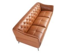 Canapé 3 Places En Cuir Et Acier 6169 ANGEL CERDA -Accueil-Canapé canape 18426419