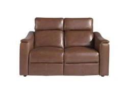 Canapé 2 Places En Cuir Brun Avec Relax 6165 ANGEL CERDA -Accueil-Canapé canape 18426955