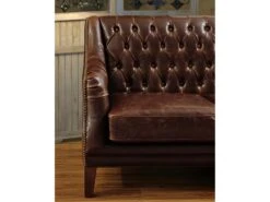 Canapé 2 Places En Cuir COLBERT - Marron -Accueil-Canapé canape 190125