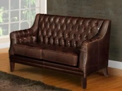 Canapé 2 Places En Cuir COLBERT - Marron -Accueil-Canapé canape 190157