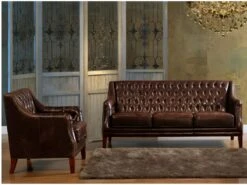 Canapé 2 Places En Cuir COLBERT - Marron -Accueil-Canapé canape 190158