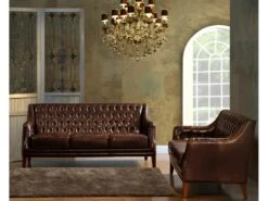 Canapé 3 Places En Cuir COLBERT - Marron -Accueil-Canapé canape 190159 1