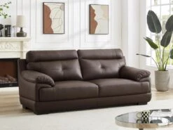 Canapé 3 Places En Cuir De Buffle MANUELLA - Marron