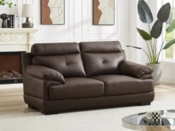 Canapé 2 Places En Cuir De Buffle MANUELLA - Marron -Accueil-Canapé canape 19077173