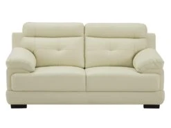 Canapé 2 Places En Cuir De Buffle MANUELLA - Blanc Ivoire -Accueil-Canapé canape 19079389