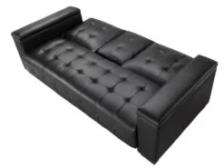 Canapé 3 Places Clic-clac En Simili DEVONSHIRE Avec Tablette Centrale Rabattable - Noir -Accueil-Canapé canape 191361