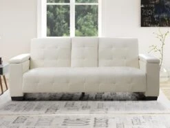 Canapé 3 Places Clic-clac En Simili DEVONSHIRE Avec Tablette Centrale Rabattable - Noir -Accueil-Canapé canape 191375