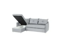 Canapé D'angle Convertible Et Réversible 4 Places - Tissu Gris Clair - L 238 X P 160 X H 89 Cm - OSTEN - Fabriqué En Ukraine -Accueil-Canapé canape 19161343