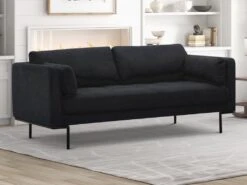 Canapé 3 Places En Tissu Anthracite Et Pieds En Métal ISABELLA -Accueil-Canapé canape 19219403