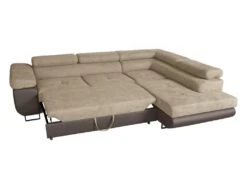 Canapé D'angle Droit Convertible En Tissu Et Simili Beige KERIO II -Accueil-Canapé canape 19461323