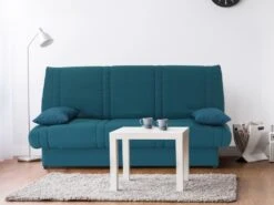 Canapé Convertible Clic-clac Bleu 100% Coton Avec Coffre De Rangement FARWEST II
