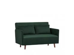 Belushi - Canapé Convertible 2 Places En Velours Côtelé (L120cm) - Couleur - Vert Foncé