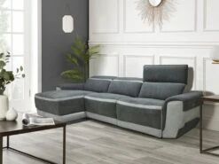 Canapé D'angle Gauche Relax électrique En Tissu Gris Foncé ORIETTO