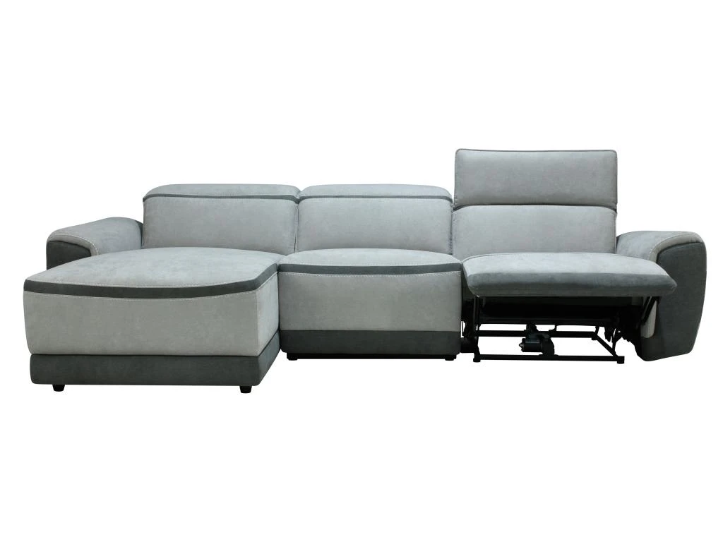 Canapé D'angle Gauche Relax électrique En Tissu Gris Clair ORIETTO 8 Canapé D'angle Gauche Relax électrique En Tissu Gris Clair ORIETTO – Image 6