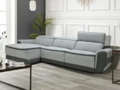Canapé D'angle Gauche Relax électrique En Tissu Gris Clair ORIETTO 23 Canapé D'angle Gauche Relax électrique En Tissu Gris Clair ORIETTO -Accueil-Canapé canape 19566437