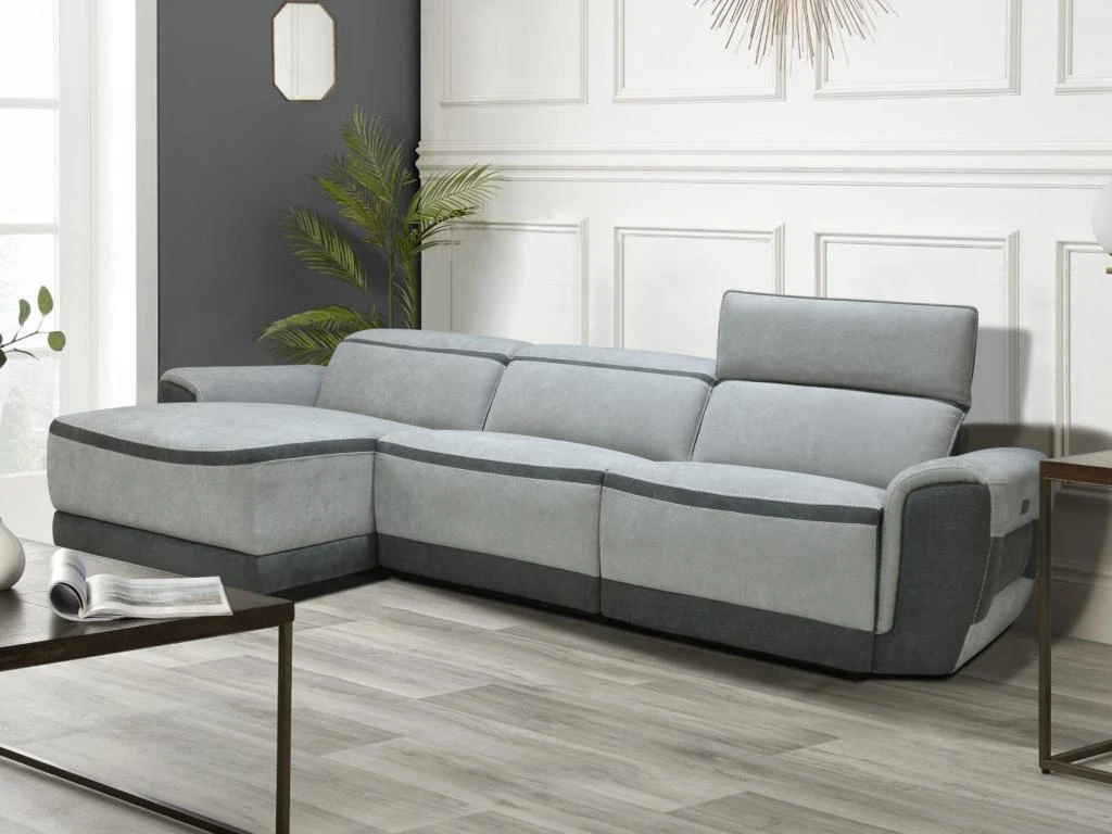 Canapé D'angle Gauche Relax électrique En Tissu Gris Clair ORIETTO 13 Canapé D'angle Gauche Relax électrique En Tissu Gris Clair ORIETTO – Image 11