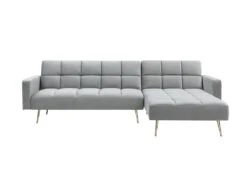 Canapé D'angle Convertible Réversible Clic-clac En Velours Gris NIETO -Accueil-Canapé canape 19578661