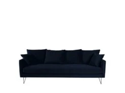 Villabon - Canapé Convertible 4 Places En Velours Pieds épingles Noirs - Couleur - Bleu Marine