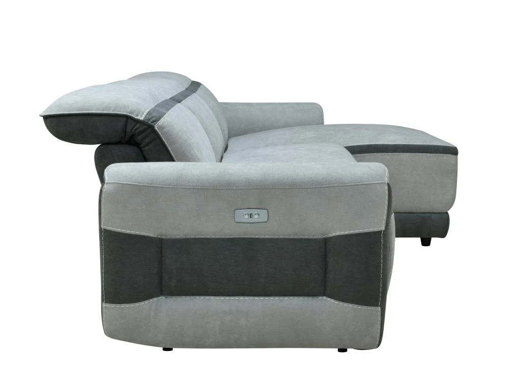 Canapé D'angle Droit Relax électrique En Tissu Gris Clair ORIETTO 9 Canapé D'angle Droit Relax électrique En Tissu Gris Clair ORIETTO – Image 7