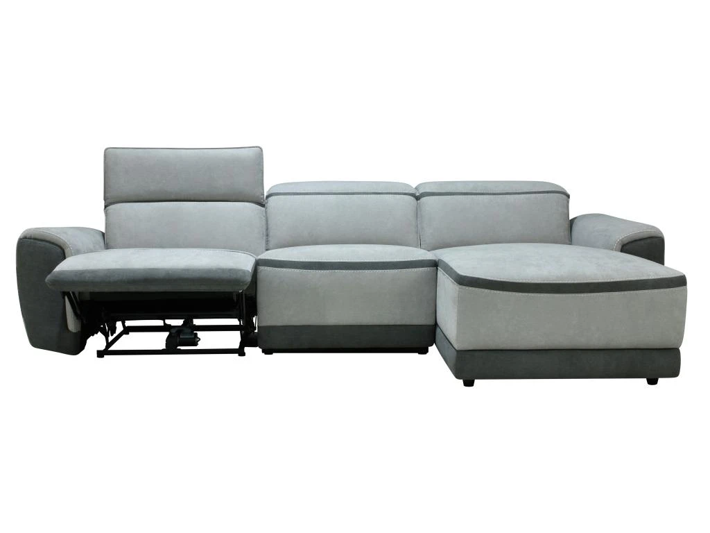 Canapé D'angle Droit Relax électrique En Tissu Gris Clair ORIETTO 8 Canapé D'angle Droit Relax électrique En Tissu Gris Clair ORIETTO – Image 6