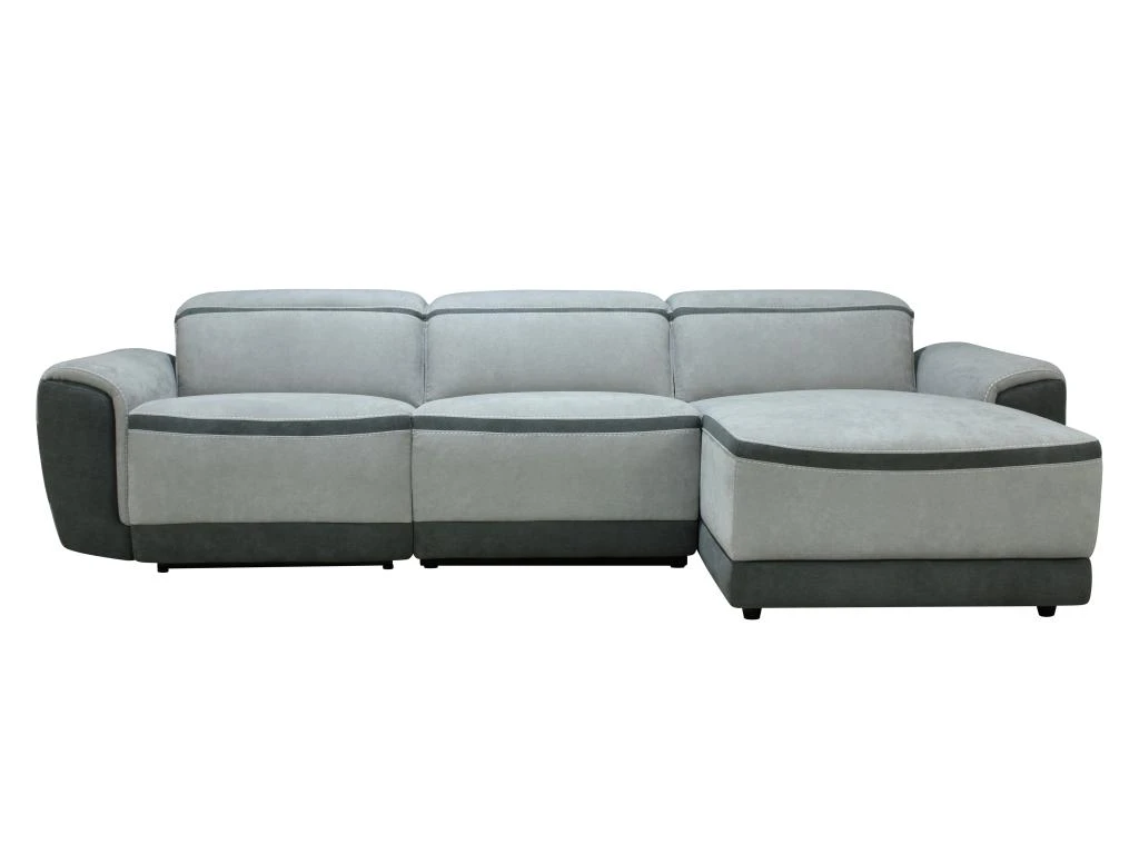 Canapé D'angle Droit Relax électrique En Tissu Gris Clair ORIETTO 6 Canapé D'angle Droit Relax électrique En Tissu Gris Clair ORIETTO – Image 4