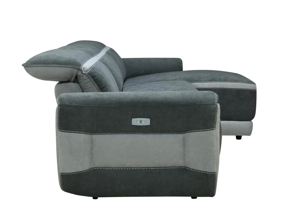 Canapé D'angle Droit Relax électrique En Tissu Gris Foncé ORIETTO 9 Canapé D'angle Droit Relax électrique En Tissu Gris Foncé ORIETTO – Image 7