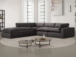 Grand Canapé D'angle Gauche En Velours Gris Anthracite AMAURY -Accueil-Canapé canape 19630345