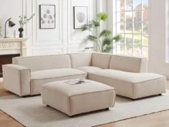 Canapé D'angle Droit En Velours Côtelé Beige BORORE De Pascal Morabito -Accueil-Canapé canape 19726347