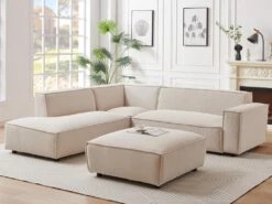 Canapé D'angle Gauche En Velours Côtelé Beige BORORE De Pascal Morabito -Accueil-Canapé canape 19726417