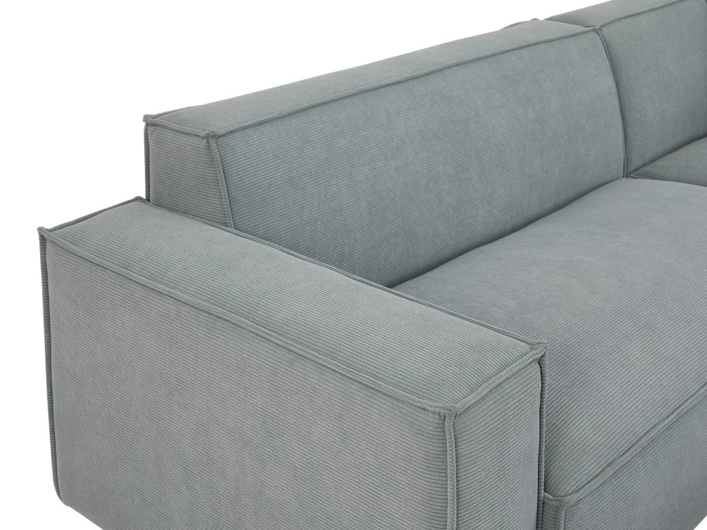 Canapé D'angle Droit Et Pouf En Velours Côtelé Bleu Clair BORORE 8 Canapé D'angle Droit Et Pouf En Velours Côtelé Bleu Clair BORORE – Image 6