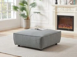 Canapé D'angle Droit Et Pouf En Velours Côtelé Bleu Clair BORORE 13 Canapé D'angle Droit Et Pouf En Velours Côtelé Bleu Clair BORORE -Accueil-Canapé canape 19738607