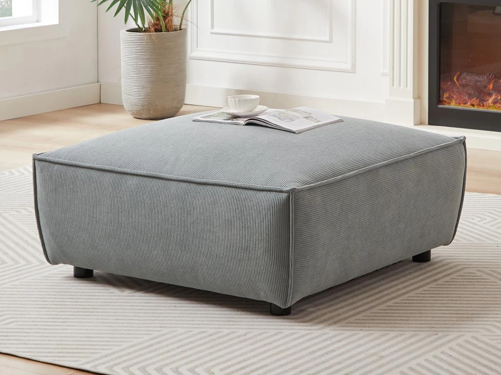 Canapé D'angle Droit Et Pouf En Velours Côtelé Bleu Clair BORORE 12 Canapé D'angle Droit Et Pouf En Velours Côtelé Bleu Clair BORORE – Image 10